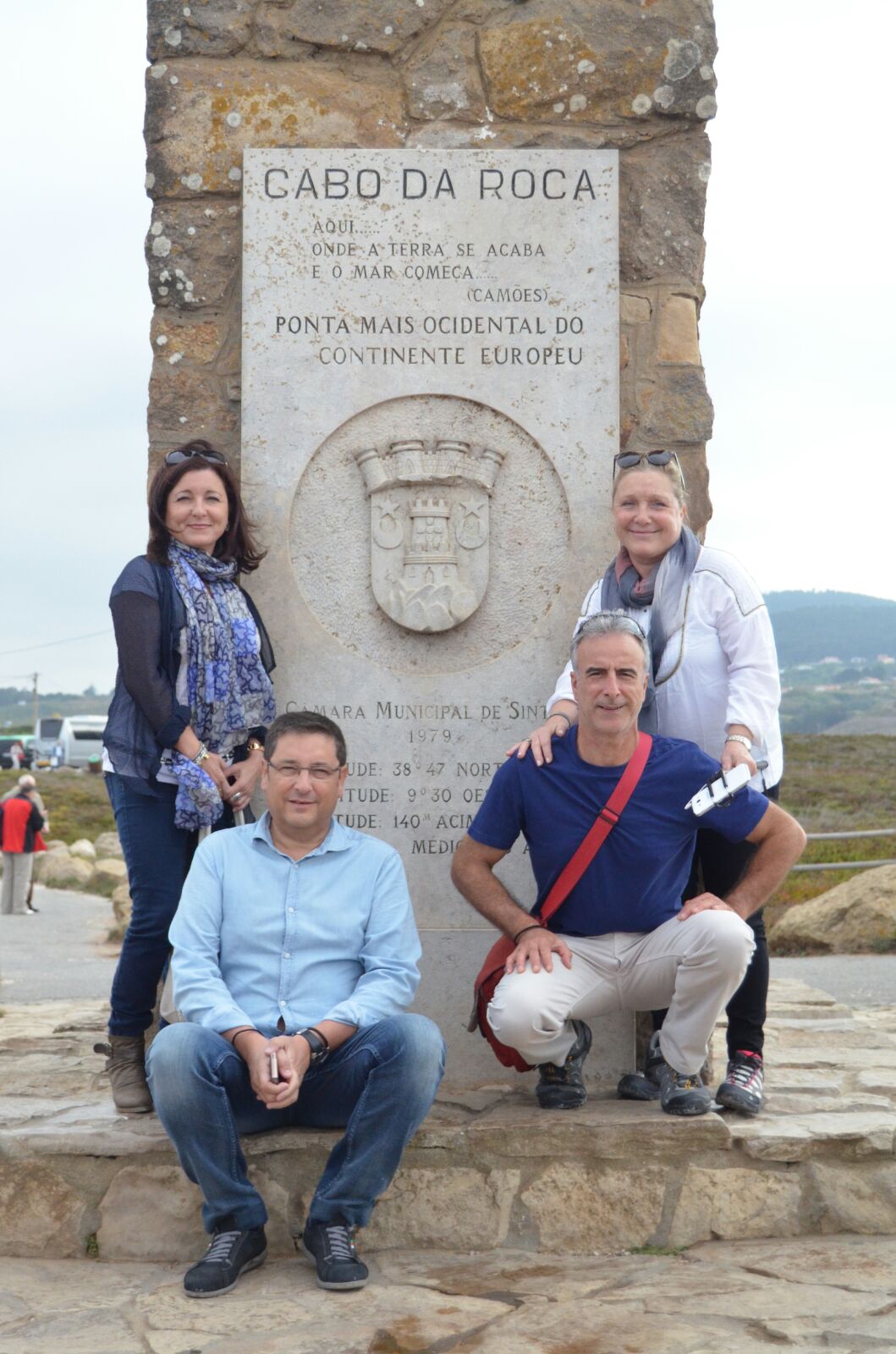 Montse, Afonso, Antonio y Pam en el Cabo de la Roca, Portugal